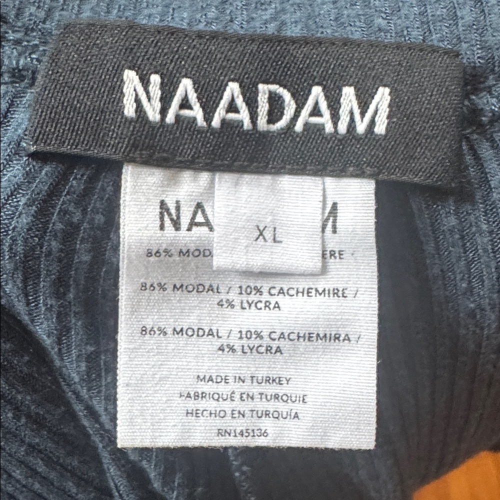 Naadam Ribbed Knit Lounge Pants XL Blue Wide Leg Pull-On Casual Cozy - Picture 3 of 3